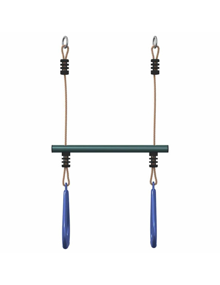 Barra Trapezio con Anelli per Bambini Blu e Verde in Acciaio