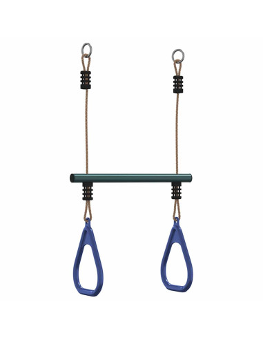 Barra Trapezio con Anelli per Bambini Blu e Verde in Acciaio