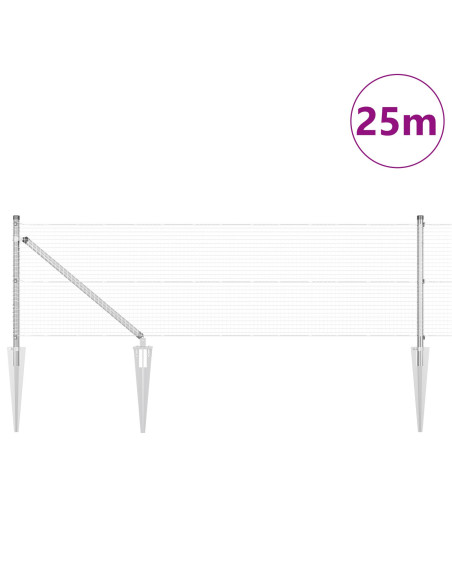 Recinzione Rete Saldati  con 13 Posti a Picco 0.4x25 m Acciaio Zincato