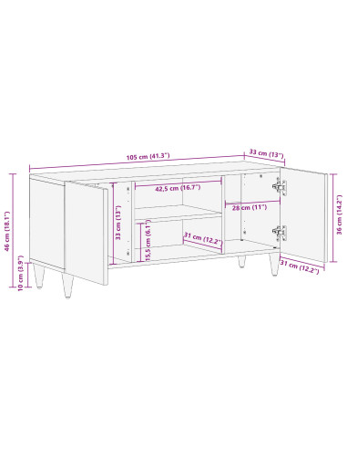 Mobile TV con lo scaffale Marrone miele 105 x 33 x 46 cm