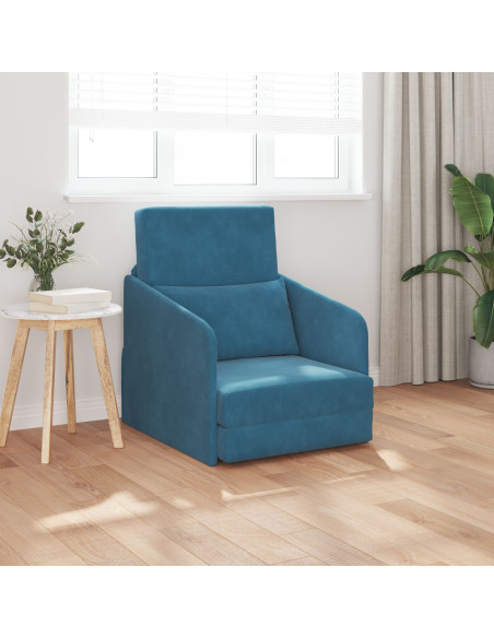 Divano Letto  2-in-1 Blu 65x80x83 cm Velluto