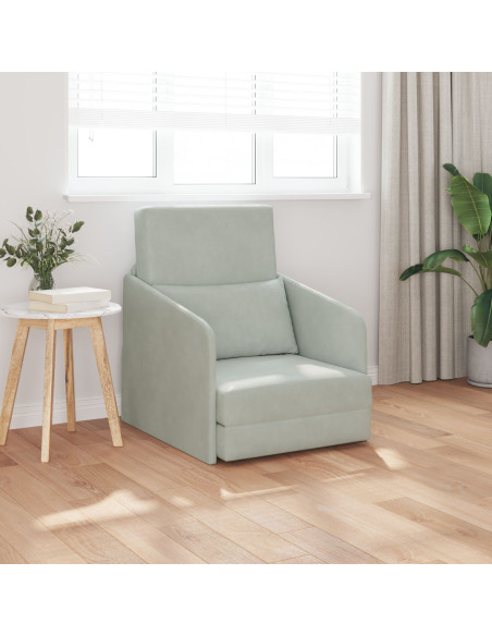 Divano Letto a Terra  2-in-1 Grigio Chiaro 65x80x83 cm Velluto