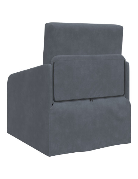 Divano letto Grigio scuro 65 x 80 x 83 cm Velluto