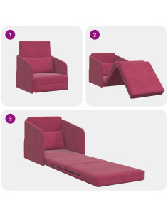 Divano letto Rosso Vino 65 x 80 x 83 cm Velluto