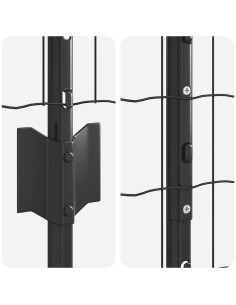 Recinzione con Posto Grigio 1 x 10 m Acciaio e PVC 2