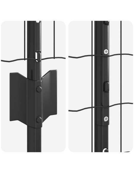 Set di Recinzioni da Giardino  Set di 2 Grigio Metallo 10 x 1 m