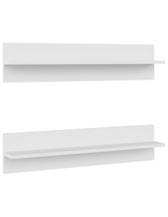 Mensole a Muro 2 pz Bianche 80x11,5x18 cm in Legno Multistrato 2