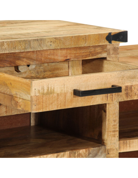 Panchina da scarpe  110x35x50 cm in legno massello di mango grezzo