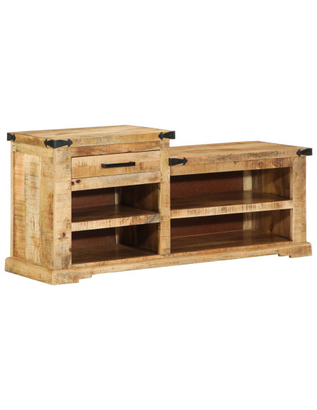 Panchina da scarpe  110x35x50 cm in legno massello di mango grezzo