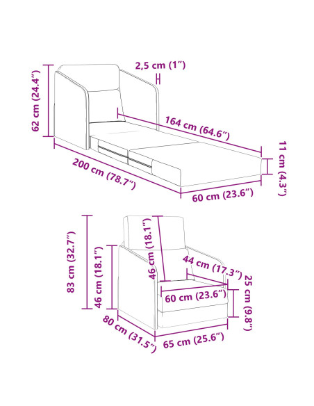 Divano letto Blu 65 x 80 x 83 cm Velluto