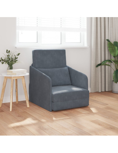 Divano letto Grigio scuro 65 x 80 x 83 cm Velluto