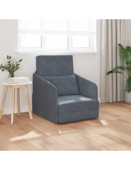 Divano Letto Pieghevole  2-in-1 Grigio Scuro 65x80x83 cm Velluto