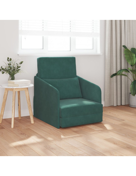 Divano Letto  2-in-1 Verde Scuro 65x80x83 cm Velluto