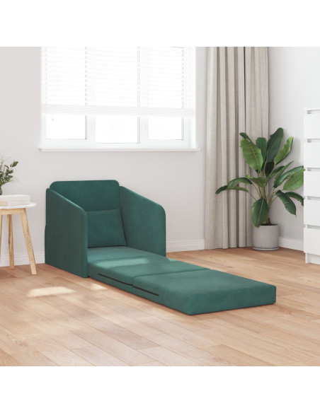 Divano Letto  2-in-1 Verde Scuro 65x80x83 cm Velluto