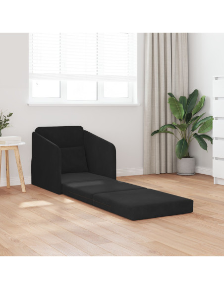 Divano Letto a Terra 2-in-1 Nero 65x80x83 cm in Velluto