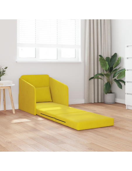 Divano Letto a Terra  2 in 1 Giallo 65x80x83 cm Velur
