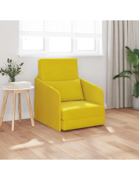 Divano Letto a Terra  2 in 1 Giallo 65x80x83 cm Velur