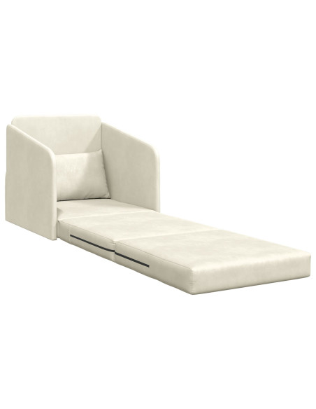 Divano Letto da Pavimento 2-in-1 Panna 65x80x83 cm in Velluto