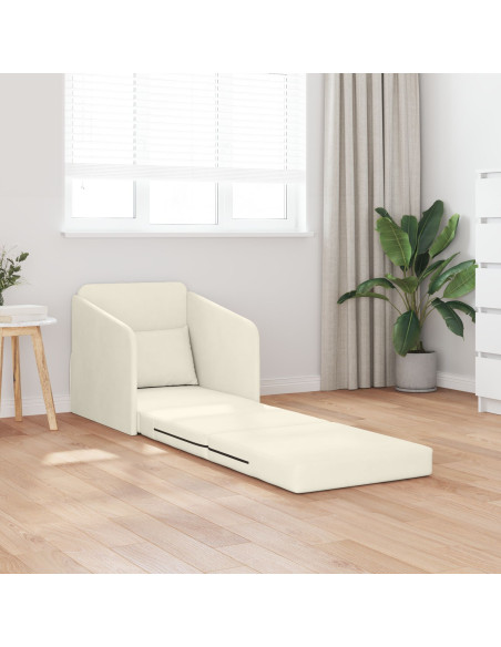Divano Letto da Pavimento 2-in-1 Panna 65x80x83 cm in Velluto