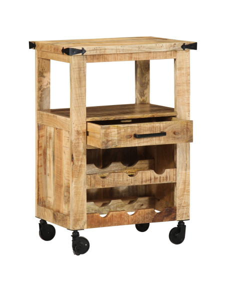 Carrello da Cucina  55x40x80 cm in Legno Massello Rustico di Mango