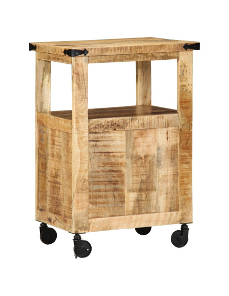 Carrello da Cucina  55x40x80 cm in Legno Massello Rustico di Mango