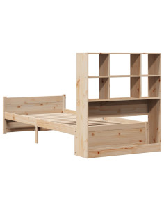 Letto Libreria senza Materasso 90x200 cm Legno Massello Pino