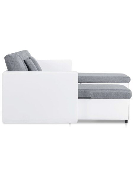 Divano Letto a 4 Posti in Similpelle Bianco