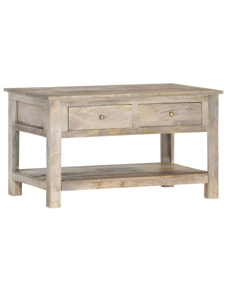 Tavolino da Salotto 82x52x47 cm in Legno Massello di Mango