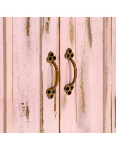 Credenza Rosa Chiaro 110x35x70 cm in Legno Massello di Mango