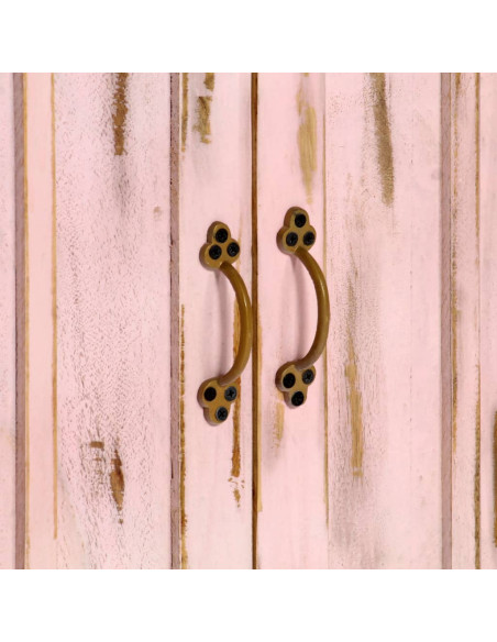 Credenza Rosa Chiaro 110x35x70 cm in Legno Massello di Mango