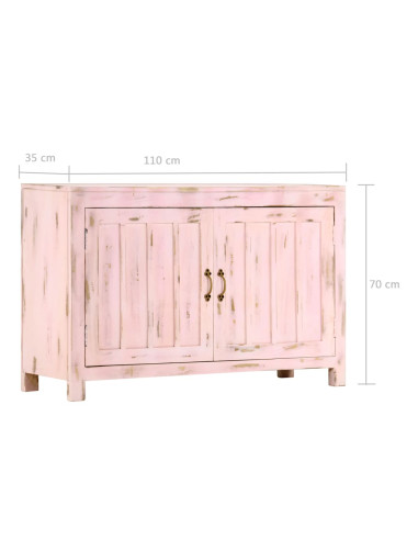 Credenza Rosa Chiaro 110x35x70 cm in Legno Massello di Mango