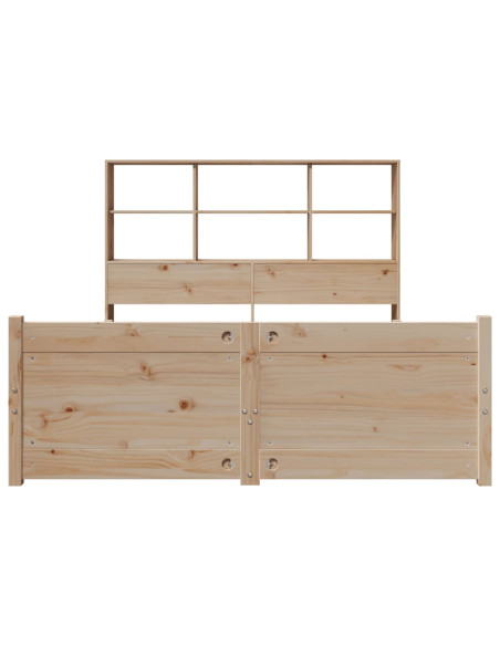 Letto Libreria senza Materasso 140x190 cm in Legno di Pino