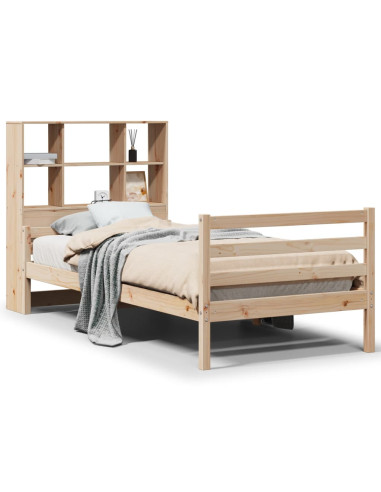 Letto Libreria senza Materasso 90x200 cm Legno Massello Pino