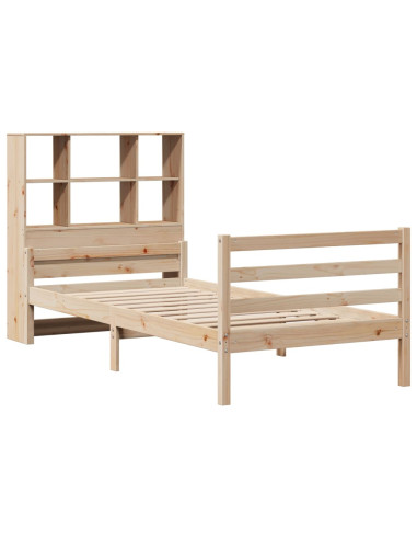 Letto Libreria senza Materasso 90x200 cm Legno Massello Pino