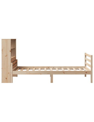 Letto Libreria senza Materasso 90x200 cm Legno Massello Pino