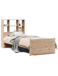 Letto Libreria senza Materasso 90x200 cm Legno Massello Pino 2