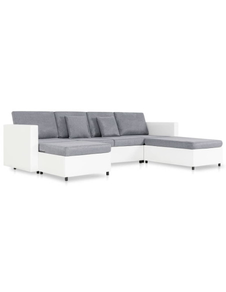 Divano Letto a 4 Posti in Similpelle Bianco