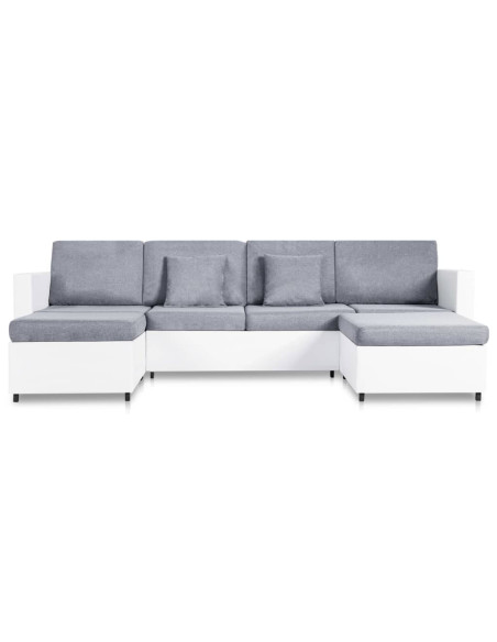 Divano Letto a 4 Posti in Similpelle Bianco