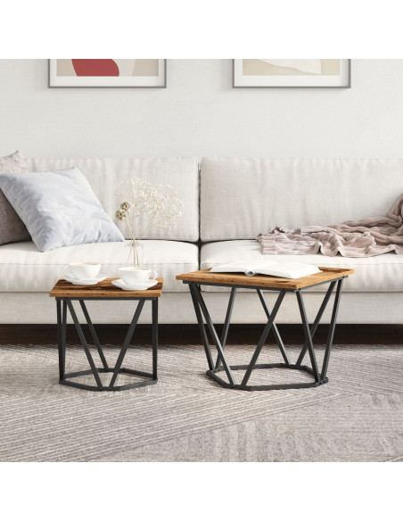 Set tavolini 2 pcs legno di recupero
