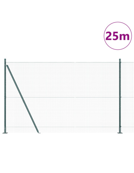 Recinzione in Rete Saldata con 13 Posti Flangiati Verde 1,4x25 m Acciaio