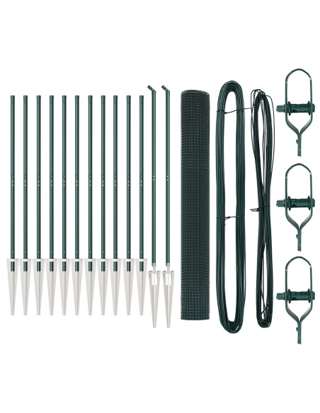Recinzione in Filo Saldato  con 13 Picchetti D'Ancoraggio Verde 1.4x25 m Acciaio