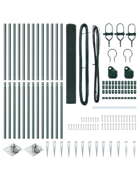 Set di Pali per Recinzione  Set di 2 Verde Metallo 25 x 1 m