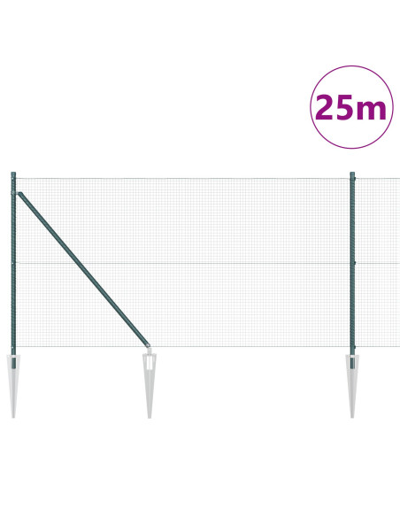 Set di Pali di Recinzione  Set di 2 Verde Metallo e PVC 25 x 1 m