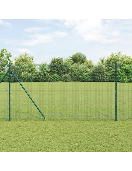 Recinzione in Filo Saldato con 13 Pali a Picchetto Verde 1.4x25 m Acciaio