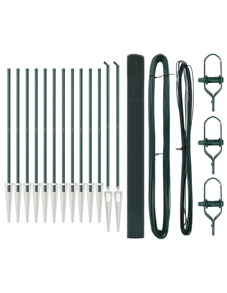 Set di Pali per Recinzione in PVC  Set di 2 Verde PVC 25 x 1,5 m