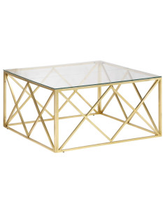 Tavolino Salotto Dorato Acciaio Inossidabile e Vetro Temperato 2