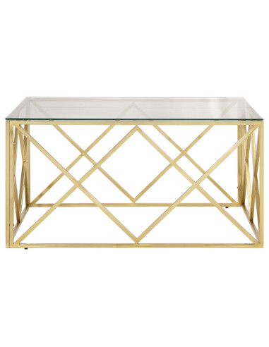 Tavolino Salotto Dorato Acciaio Inossidabile e Vetro Temperato