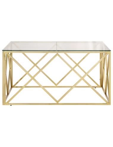 Tavolino Salotto Dorato Acciaio Inossidabile e Vetro Temperato