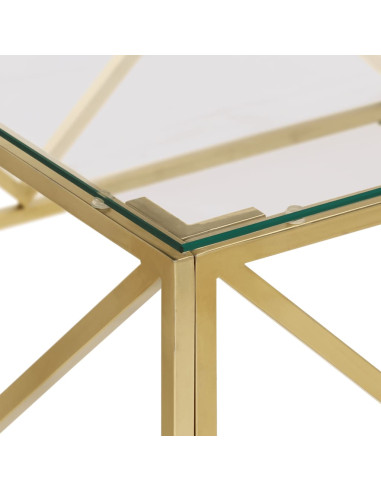 Tavolino Salotto Dorato Acciaio Inossidabile e Vetro Temperato