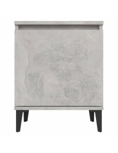 Comodino con Gambe in Metallo Grigio Cemento 40x30x50 cm